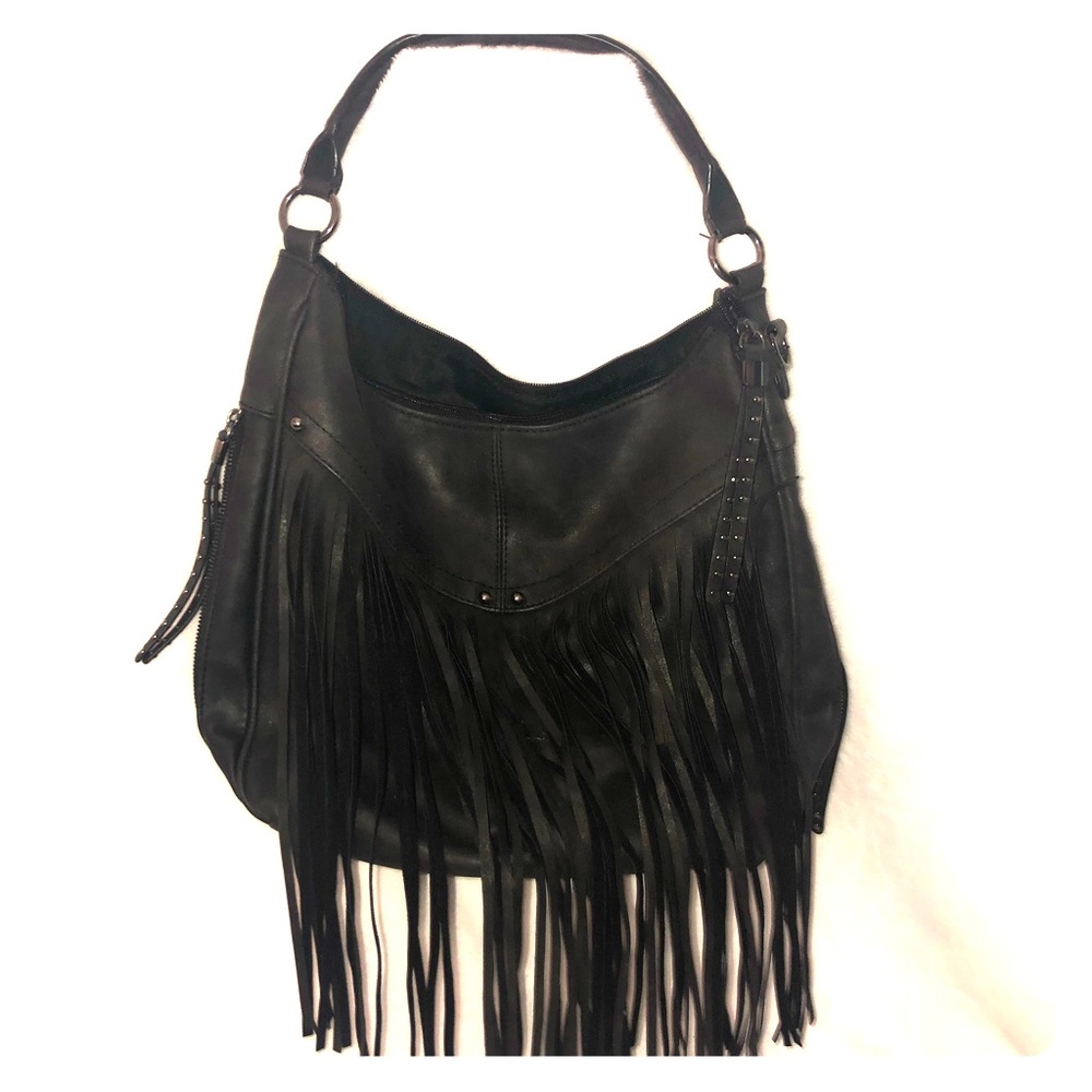 Mossimo fringe  black&silver w/ zipper tassels